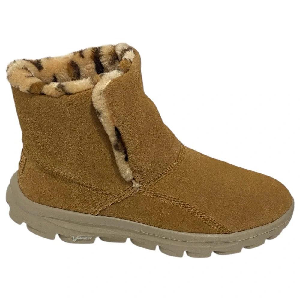 Skechers On The Go Winter Suede Animal Print Chugga Ankle Booties - NWOT - W7